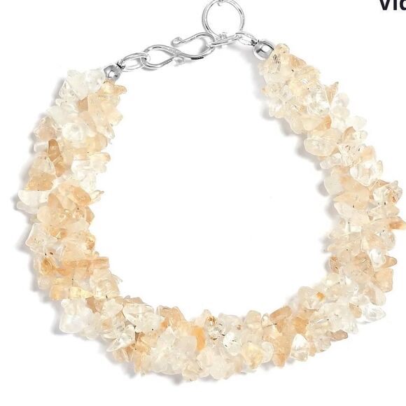 Brazilian Citrine Chips Twisted Bracelet in Platinum Over Sterling Silver - Picture 2 of 8